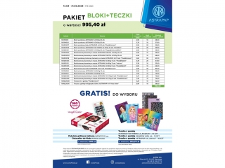 Pakiet promocyjny ASTRA P13 Bloki + teczki o wartości 995, 40 zł + gratis do wyboru