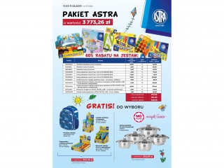 Pakiet promocyjny ASTRA P1 o wartości 3773, 26 zł + gratis do wyboru
