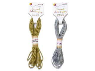 Sznurek dekoracyjny SZM-3319 zoty i srebrny 2mm x 5m