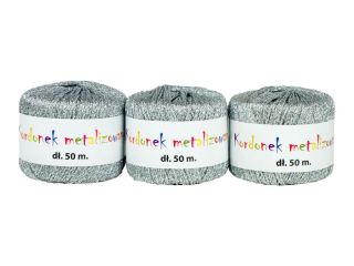 Kordonek KOB-02 metalizowany srebrny 2mm x 50m zgrzewka zawiera 3szt.