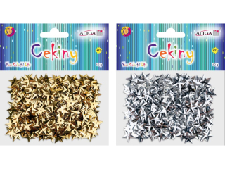 Cekiny MT-6211 gwiazdki srebrne i zote op. 10g