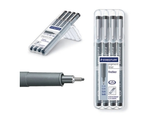 Pisak z atramentem pigmentowym, zestaw 4 szt. (0.1, 0.3, 0.5, 0.7mm), Staedtler