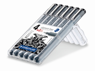 Pisak z atramentem pigmentowym, 6 szt., czarny, Staedtler [opakowanie=10szt]