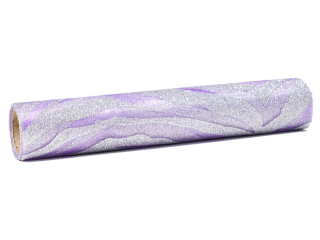 Materia SRB-2962 fioletowy zdobiony brokatem srebrnym PROM.