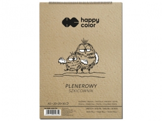 Szkicownik na spirali PLENEROWY A5, 70 ark, 3 kolory, 80/90g, Happy Color [opakowanie=5szt]