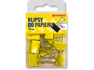 PENMATE KLIPSY DO PAPIERU 19 MM KOLOR KANARKOWE