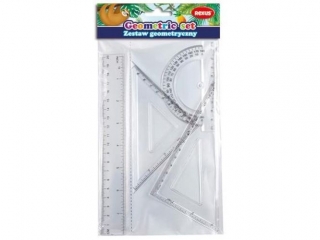 ZESTAW GEOMETRYCZNY MAŁY (skład: linijka, 2 ekierki, kątomierz)