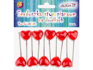 Serduszka styropianowe na drucikach SED-4672 rozm. 2, 5cm, d. 9cm