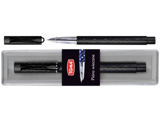 Pióra atramentowe TOMA w gwiazdki z supercienką stalówką, 0, 5mm, metalowa obudowa, etui - czarnyTO-829 czarny