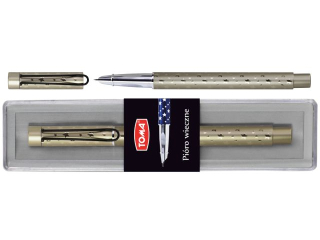 Pióra atramentowe TOMA w gwiazdki z supercienką stalówką, 0, 5mm, metalowa obudowa, etui - tytanTO-829 tytan