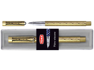 Pióra atramentowe TOMA w gwiazdki z supercienką stalówką, 0, 5mm, metalowa obudowa, etui - złoteTO-829 złote