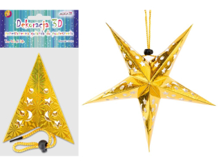 Gwiazda hologramowa GW-7407 zota, rozm. 30cm