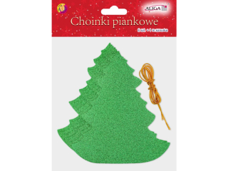 Choinki piankowe GIR-0407 do powieszenia, z brokatem, op. 6szt., 13, 5x15, 5cm