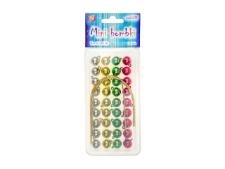 Mini Bombki BOM-5419 rozm. 15mm, op. 36szt. + 36 sznureczkw o d. 19cm
