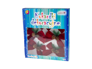 Kokardki dekoracyjne KOK-5730 czerwone, rozm. 9, 5cm x 9, 5cm, box 6szt.