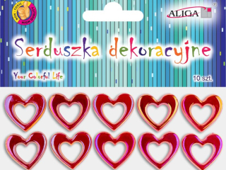 Serca dekoracyjne SE-0307 czerwone, plastikowe, rozm. 3cm, op. 10szt.
