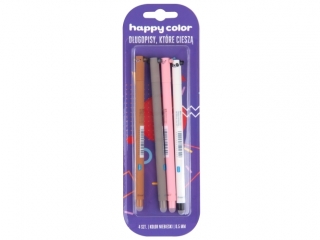 Dugopis wymazywalny "Uszaki", 0.5mm, niebieski, kolorowa obudowa, 4 sztuki na blistrze, Happy Color [opakowanie=10szt]