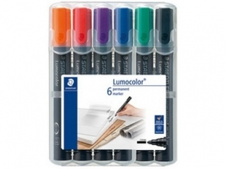 Marker Lumocolor, wodoodporny, gruby, okrągły, 6 kol. w etui, Staedtler