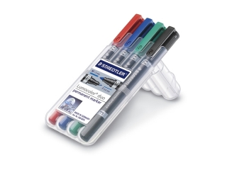 Pisak dwustronny Lumocolor Duo, wodoodporny, F 0, 6 mm i M okrągła 1, 5 mm, 4 szt. w etui, Staedtler