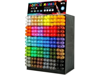 Marker akrylowy 1-2mm, mix 30 kolorów w displayu, MG