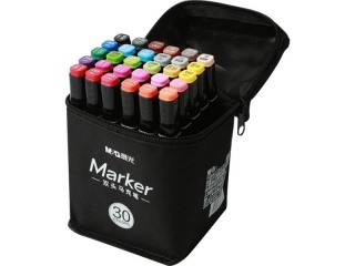Marker artystyczny alkoholowy, dwustronny, 3, 2 mm; 6, 2 mm, zestaw 30 kolorów, MG