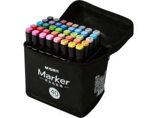 Marker artystyczny alkoholowy, dwustronny, 3, 2 mm; 6, 2 mm, zestaw 40 kolorów, MG