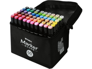 Marker artystyczny alkoholowy, dwustronny, 3, 2 mm; 6, 2 mm, zestaw 60 kolorów, MG