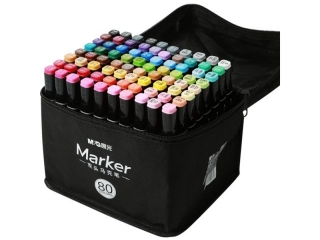 Marker artystyczny alkoholowy, dwustronny, 3, 2 mm; 6, 2 mm, zestaw 80 kolorów, MG