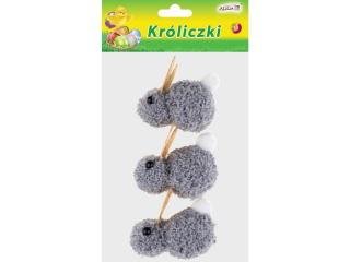 Krliczki dekoracyjne WKZ-0376 pluszowe, rozm. 3, 5cm, op. 3szt.