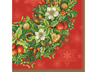 Serwetki POL-MAK GWIAZDKA Maki Lunch 33cm 20szt. Christmas Wreath Red SL_GW_003701  [opakowanie=12szt]