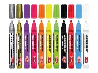 Marker kredowy TOMA końcówka okrągła 4, 45mm 8g biały To-292