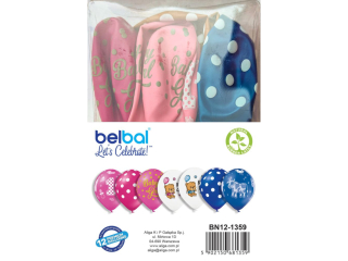 Balony BN12-1359 mix wzorów dziewczęcych i chłopięcych, op.12szt.PROM
