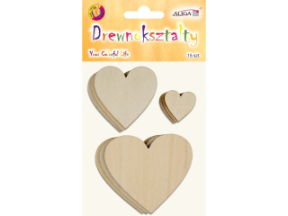 Serca drewniane PK-2608 mix rozmiarw, op. 15szt.