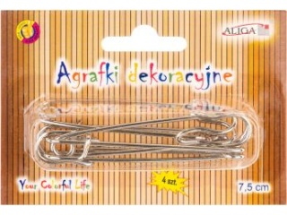 Agrafki dekoracyjne AGR-2882 srebrne, rozm. 7, 5cm, op.4szt.