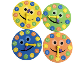 Zegar z pianki ilo : 1 szt kolor: niebieski, zielony, ty, pomaraczowy