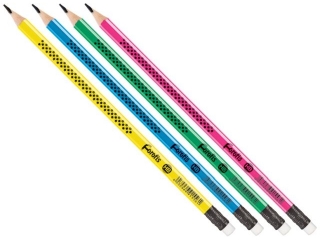 Owek z gumk HB trjktny mix kolorw neon 12 szt   FR91556 [opakowanie=12szt]