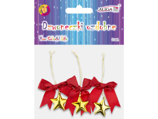 Dzwoneczki ozdobne DZW-5258 gwiazdki, rozm. 6x7cm, op.3szt.