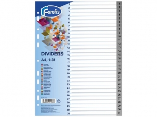 Przekadka do segregatora  PLASTIKOWA A4 1-31 standard FR91283 [opakowanie=5szt]