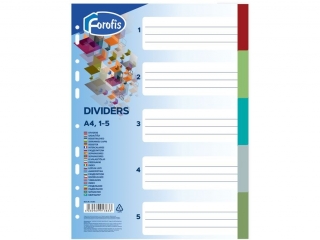 Przekadka do segregatora  PLASTIKOWA A4 1-5 KOLOR FR91383 [opakowanie=25szt]