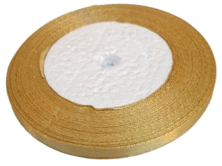 Wstążka satynowa rozmiar: 6 mm x 32 m kolor: ciemny złoty