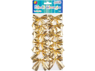 Kokardki dekoracyjne KOK-5289 metalizowane zote, rozm.6x6cm, blist. 12szt.