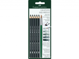 OŁÓWEK AKWARELOWY 5 SZT. HB, 2B, 4B, 6B, 8B + PĘDZELEK BLISTER FABER-CASTELL
