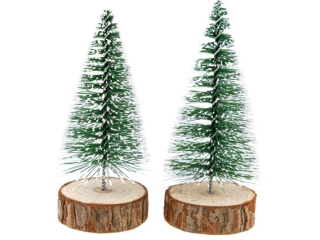 Choinki z tworzywa CHP-10 na drew. podstawce, rozm. 10cm, op. 2szt.
