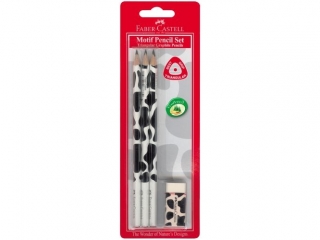OŁÓWKI TRÓJKĄTNE MOTYW KROWA 3 SZT. + GU MKA BLISTER FABER-CASTELL