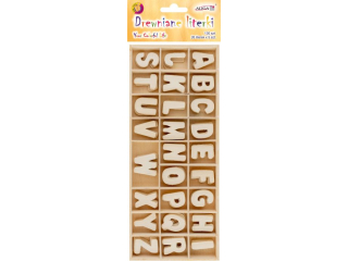 Zestaw literek drewnianych CD-2622 w pudeku, rozm. literek 2, 2cm, 130szt.