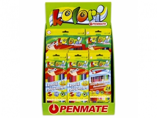 PENMATE KOLORI PREMIUM KREDKI OŁÓWKOWE TRÓJKĄTNE DISPLEJ
