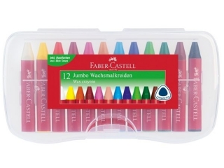 KREDKI ŚWIECOWE JUMBO 12 KOL. KASETKA PL ASTIKOWA FABER-CASTELL
