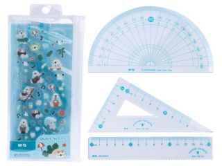 Zestaw geometryczny Cha Cha, 4 elementy, naklejki do personalnego ozdobienia, zamykane etui, MG
