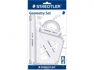 Zestaw przyborów do matematyki, linijka, kątomierz, 2 x ekierka, Staedtler