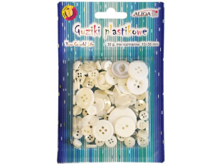 Guziki plastikowe, mix rozmiar�w, kol. bia�y